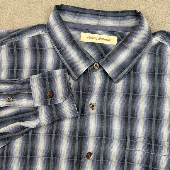 Tommy Bahama Other - Tommy Bahama Men's XL Silk Blue Black Plaid Short Sleeve Button Front Shirt